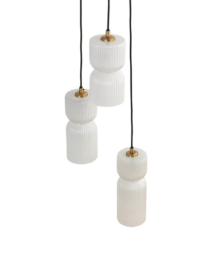Zhen White embossed rib glass multi hanging lamp